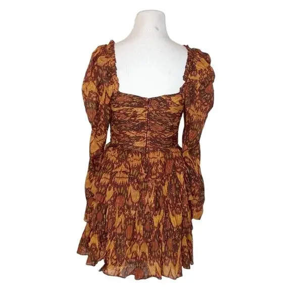 Ulla Johnson Mini Dress in Brown and Orange - Picture 7 of 9